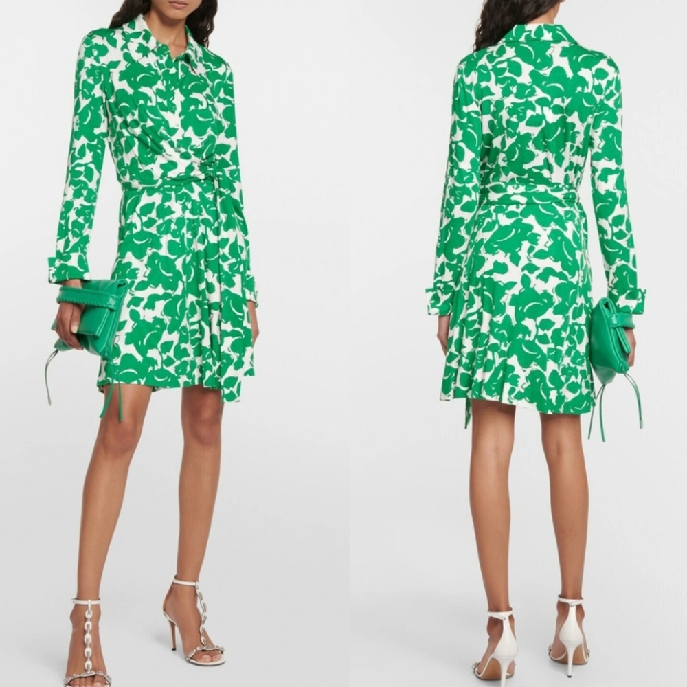 Diane Von Furstenberg Didi Wrap Dress Flora Nocturna Green